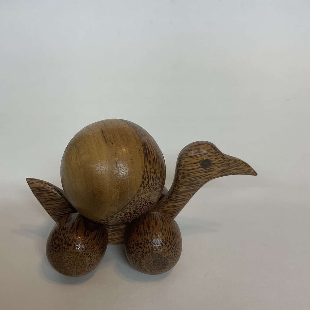 Vtg Bird Push Toy Educational Wooden Toyon Wheels With Rolling Ball On Top‎ MCM